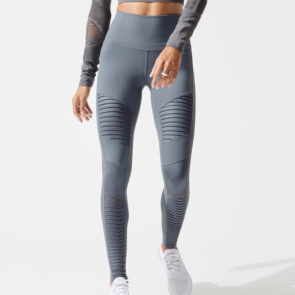 ALOYOGA HIGH WAIST MOTO LEGGING CONCRETE GLOSSY - Picture 3 of 6